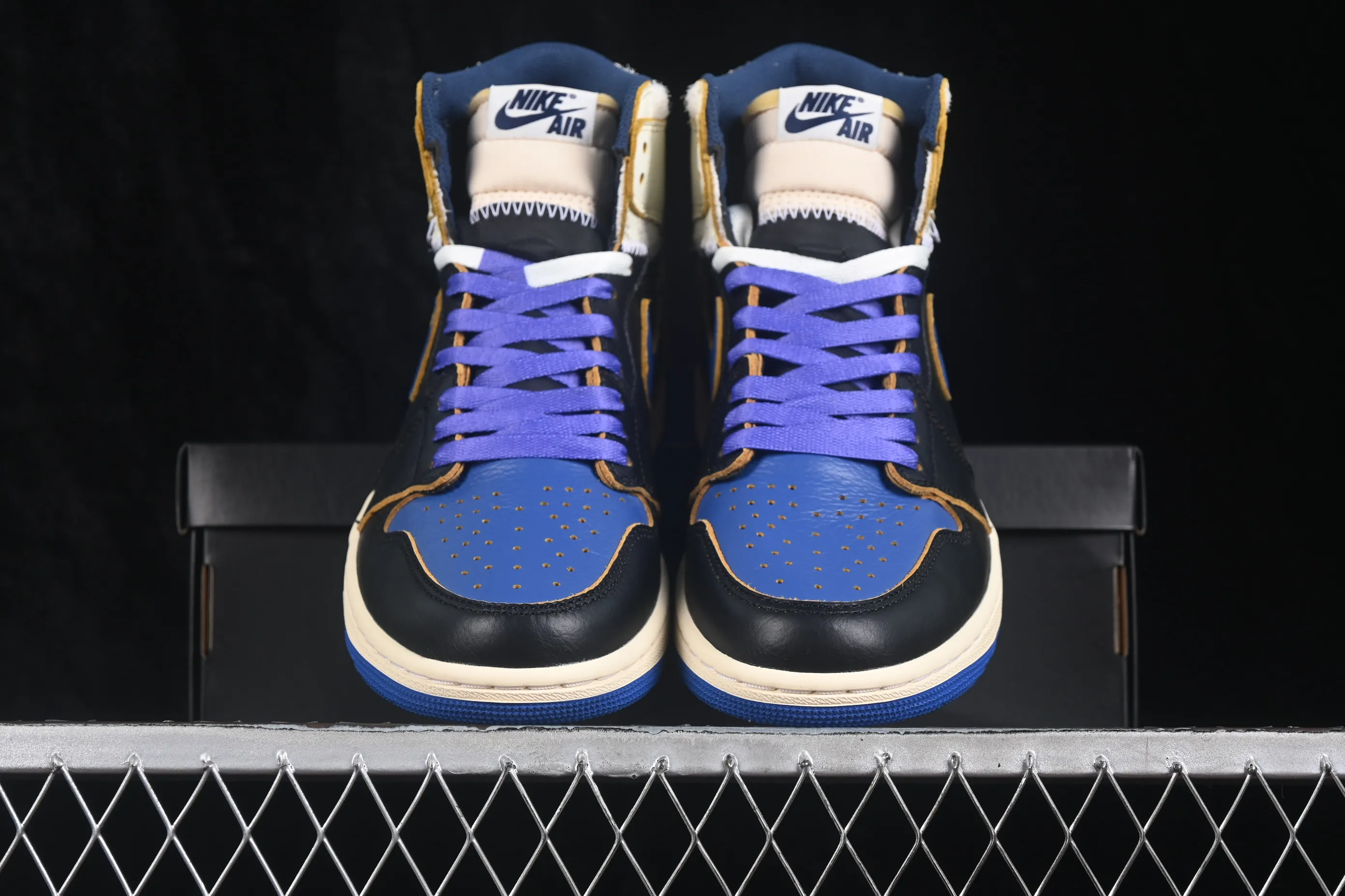 All categories Air Jordan Jordan series basketball shoes Air Jordan 1 High OG version Fragment x Union x Air Jordan 1 Retro AJ1 Joe 1 new deconstructed royal blue high-top basketball shoes IO7847-001